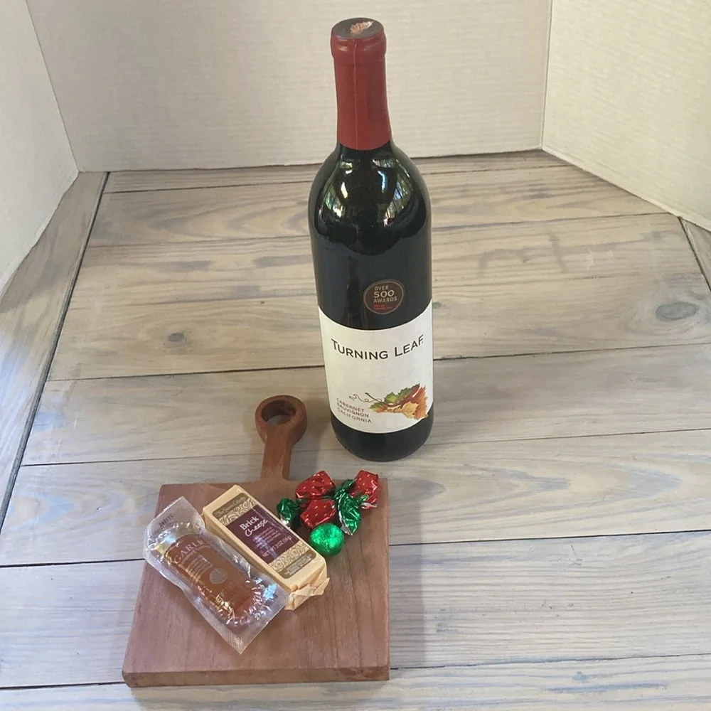 Charcuterie Cutting Small Square with Handle Serving Board Dark Wood 5.5 x 6 in
